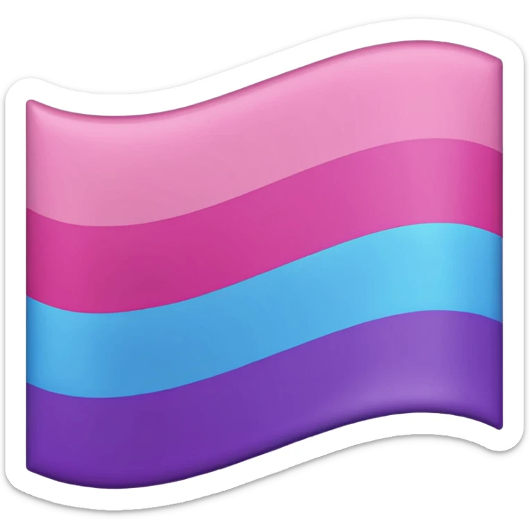 I want a flag, I want the first stripe at the very top of the flag to be pink 🩷. The middle stripe will be the color purple 💜. And finally the bottom stripe will be the color blue 💙. Only those three colors in that exact order. Make the colors more vibrant sticker