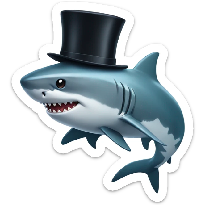 Shark with a top hat sticker