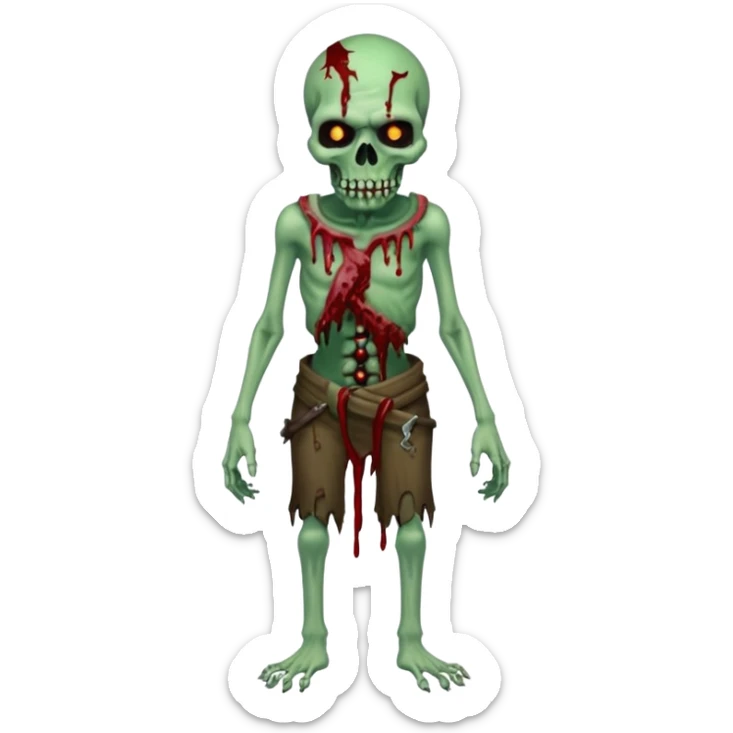 Rotting corpse zombie demons, full body, in the style of your bleeding skull art, full body sticker
