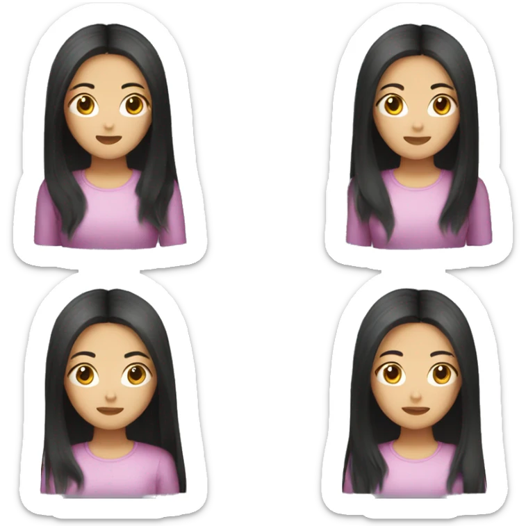 asian girl with long hair sticker