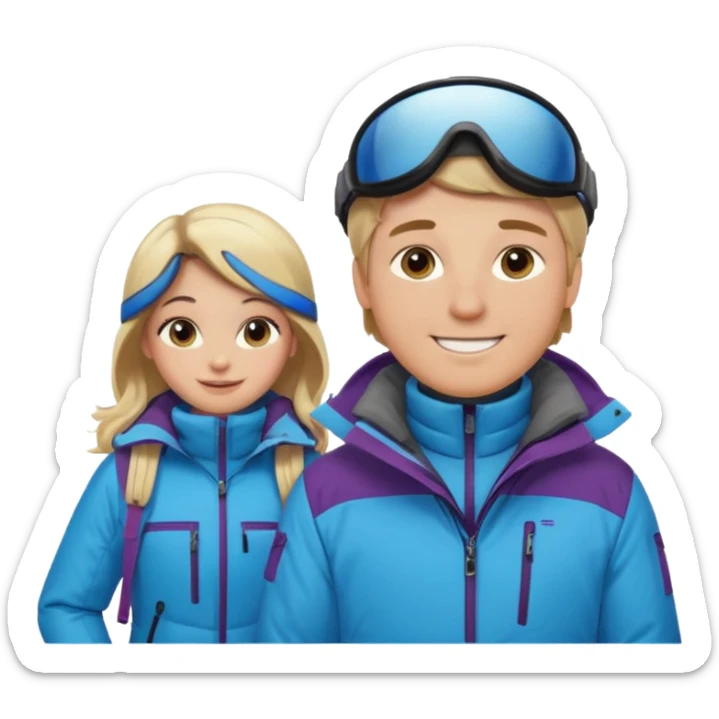 blonde guy with chubby brown hair grey eyes girl in ski 🎿 resort sticker