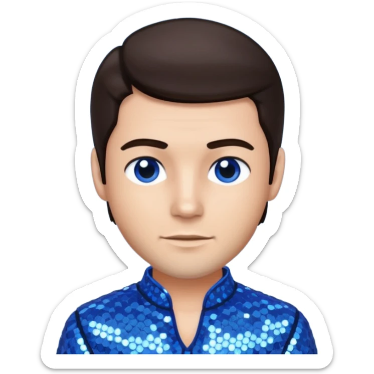 Joseph, father of Jesus from The Bible with dark brown hair, blue sequin outfit sticker