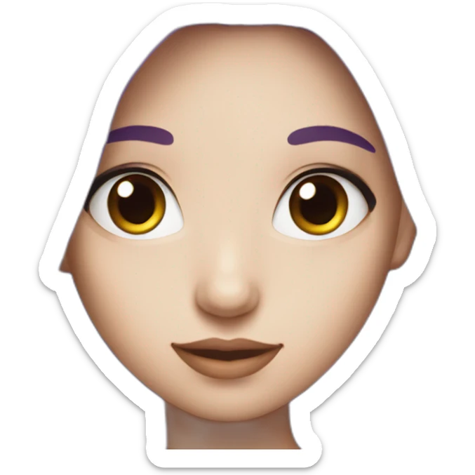 a young beautiful girl with purple hair and white skin sticker