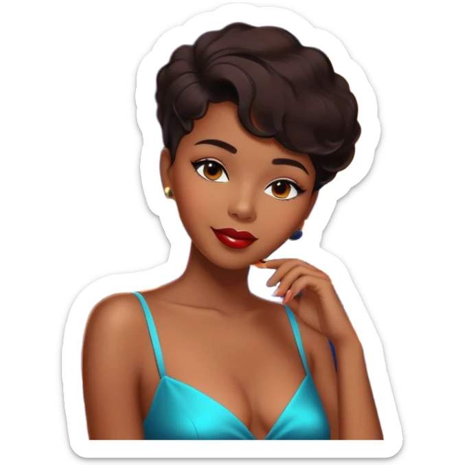 Black jazz singer girl in front of a Parisian jazz club at night, neon sign, Eiffel Tower visible sticker