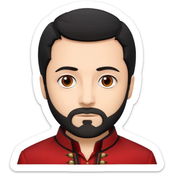 Jean Valjean From Les Miserables with light skin, gray eyes, Black Hair, red outfit sticker