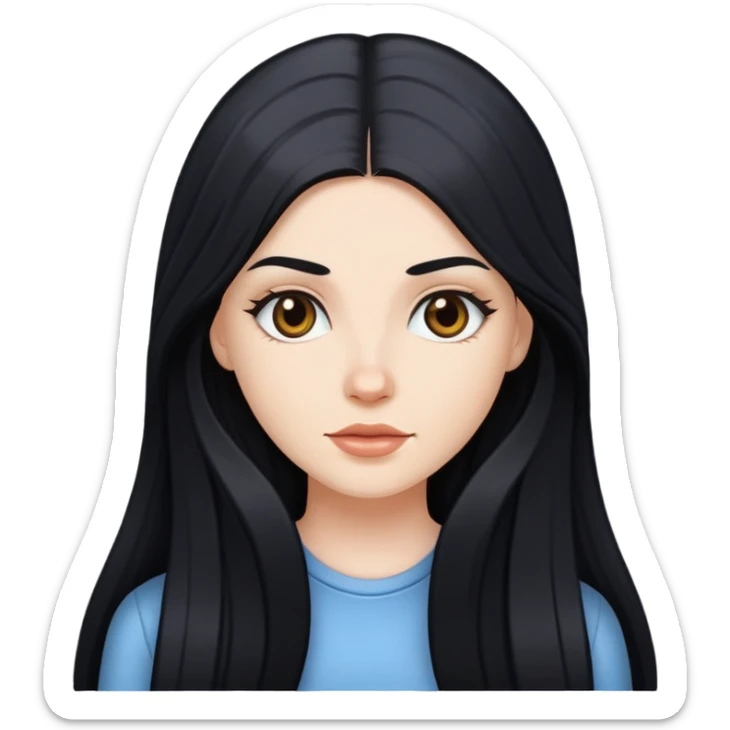 White girl with long black hair  sticker