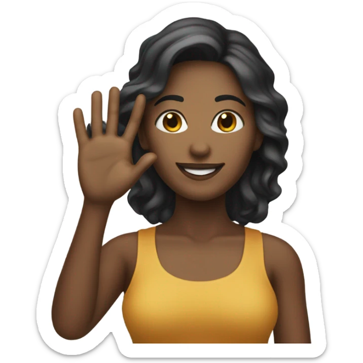 Create an emoji of a woman under 30 years old with a hand waving. sticker