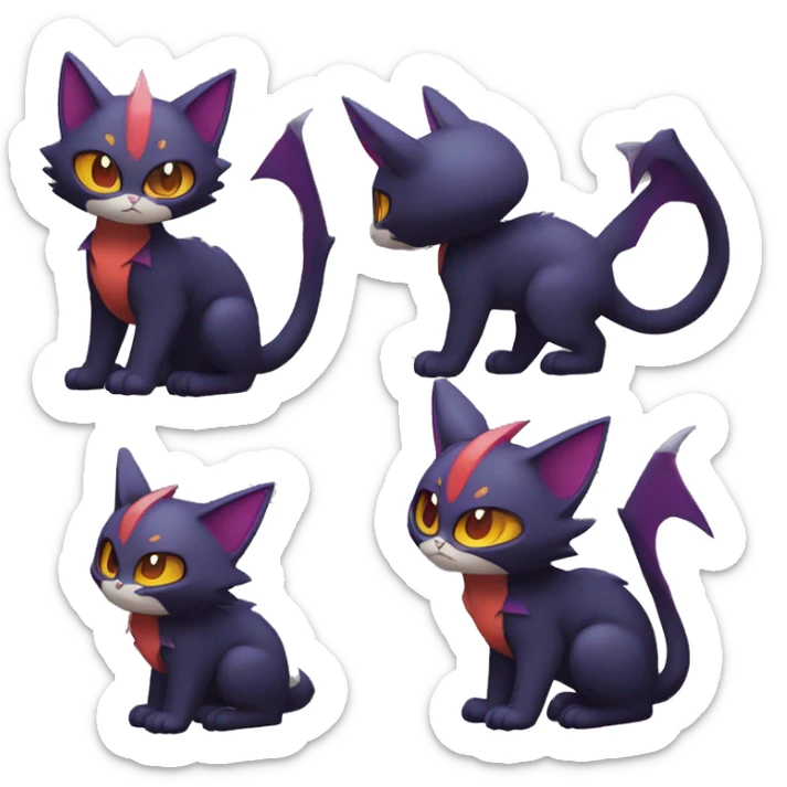 Cool Cute Edgy Chibi Cat-Noibat-Noivern-Litten-Pokémon-Fakémon-hybrid sticker