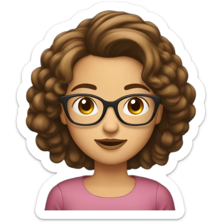 Fille a lunettes cheveux lisses bruns au carré sticker