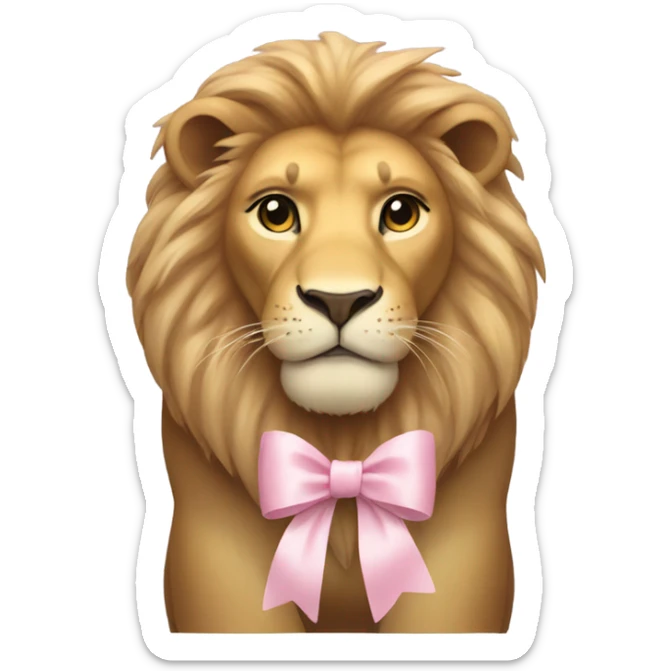 Lion with a little light pink bow sticker