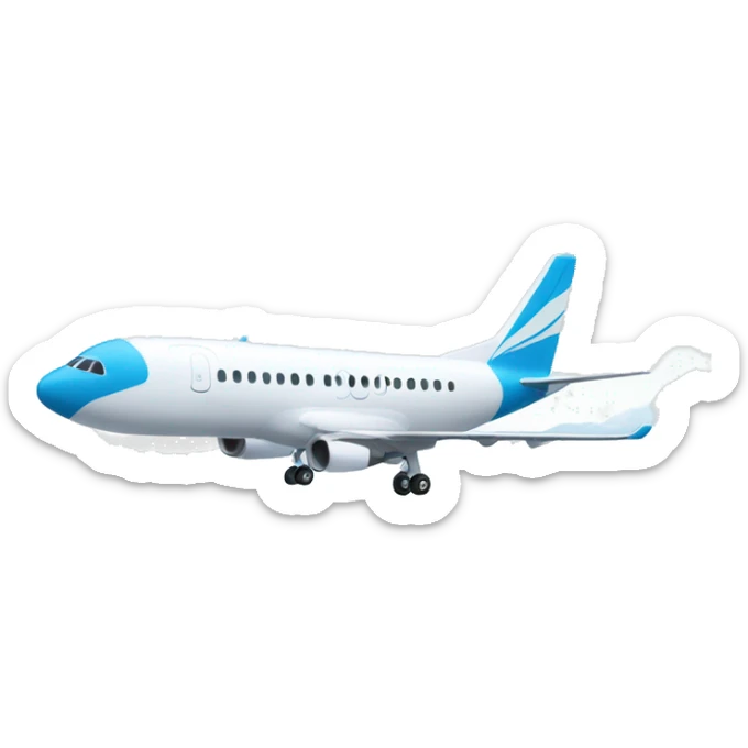 Avion de color blanco vista al norte con un fondo color azul sticker