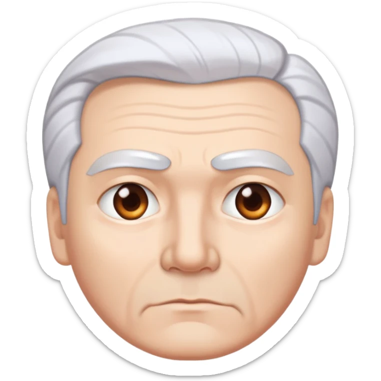 "- Nam
- 50 tuổi
- Da trắng
- Tóc bạc, lông mày trắng
- Mặt nghiêm túc
" sticker