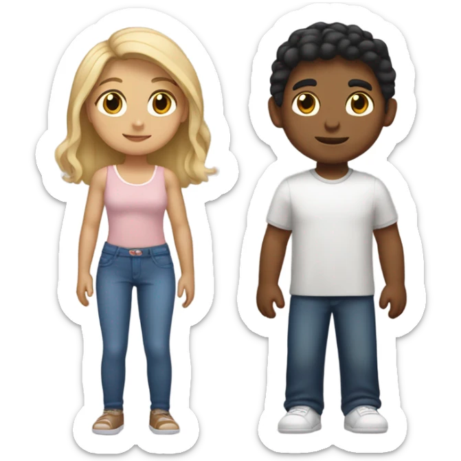 Puerto rican beard short brown hair boy and blond long hair girl couple sticker