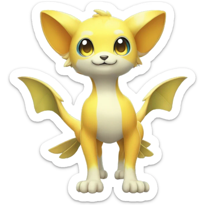 Cute cool shiny colorful fantasy animal hybrid Fakemon full body sticker