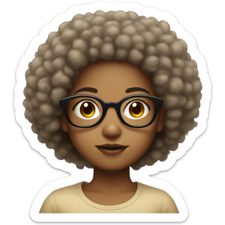 A girl with a Afro wearing black glasses That is mixed skin color kid  sticker