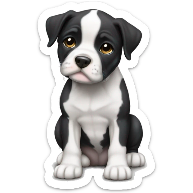 Black and white English staffordshire puppy full body sticker