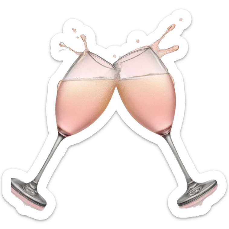 glasses of pastel pink champagne are smashing against each other sticker