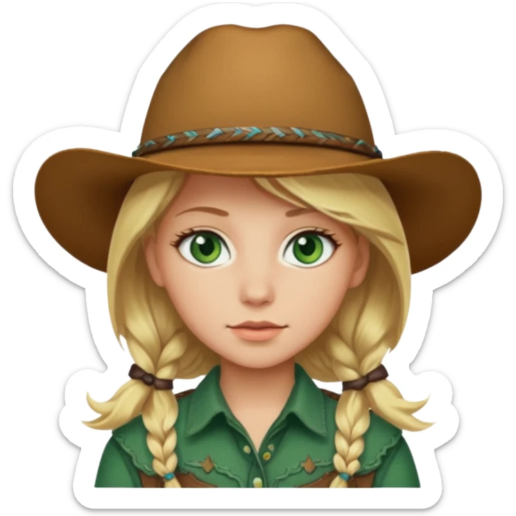 girl with blonde hair and green eyes western sticker