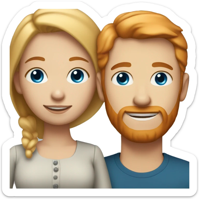 girl with blue eyes and blonde hair and husband by with ginger hair and short ginger beard  sticker