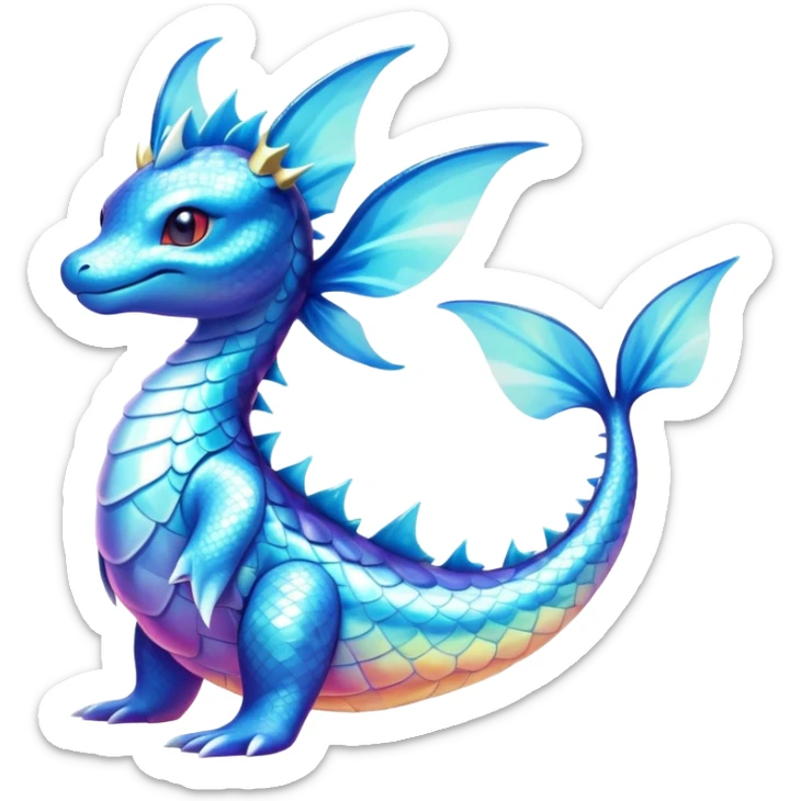 Shiny Exotic Colorful epic Lapras-Salamence-Vaporeon-Fakémon-hybrid-creature (full body)  sticker