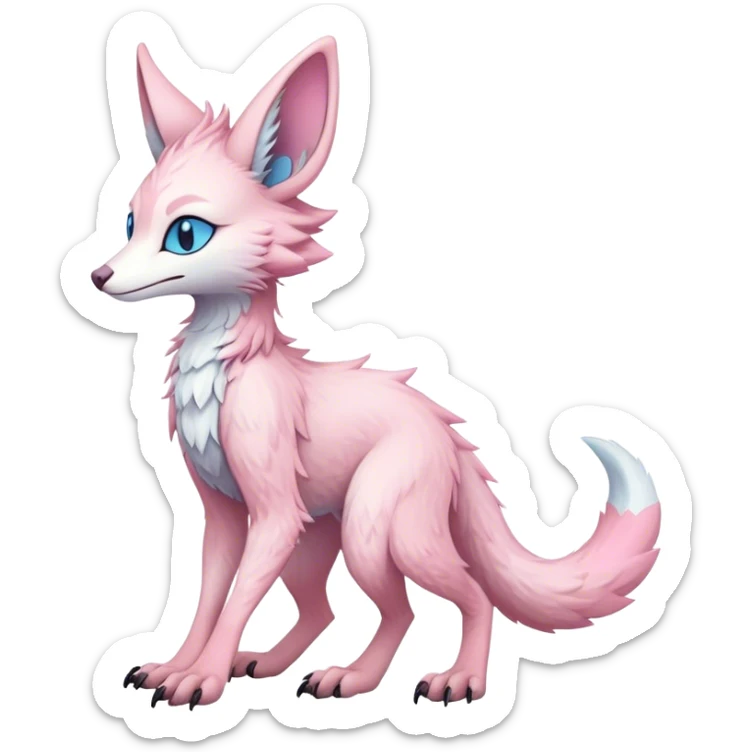 Feral Rare Fantasy cute pastel pink Vernid-Sergal-Trico-species by LiLaiRa, markings, full body, 4 legs sticker