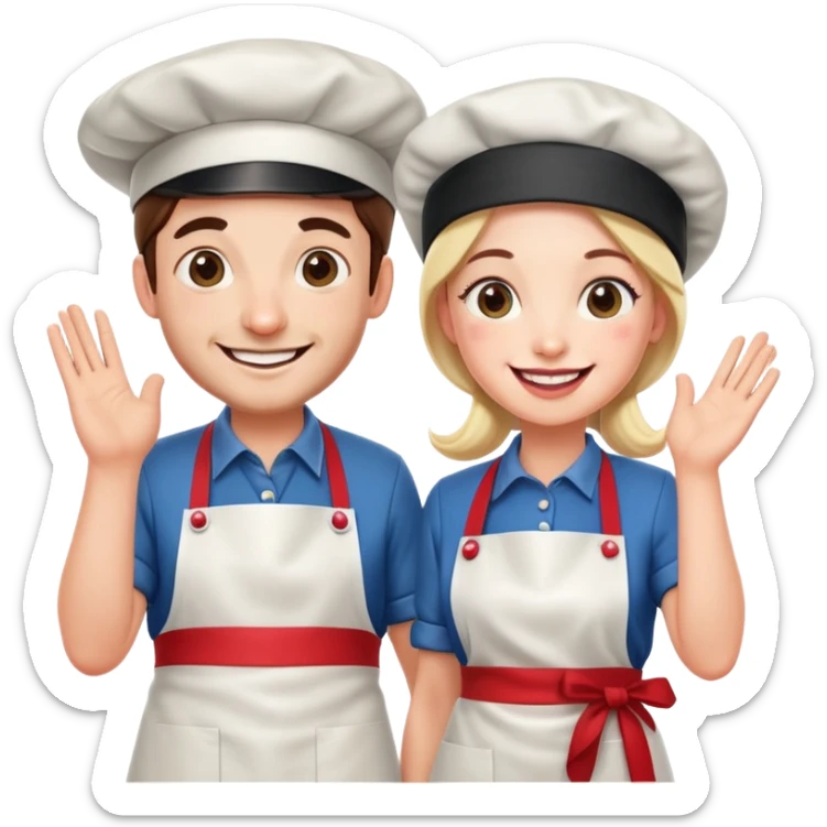 artists welcoming guests at a French  spam meat exhibition  sticker