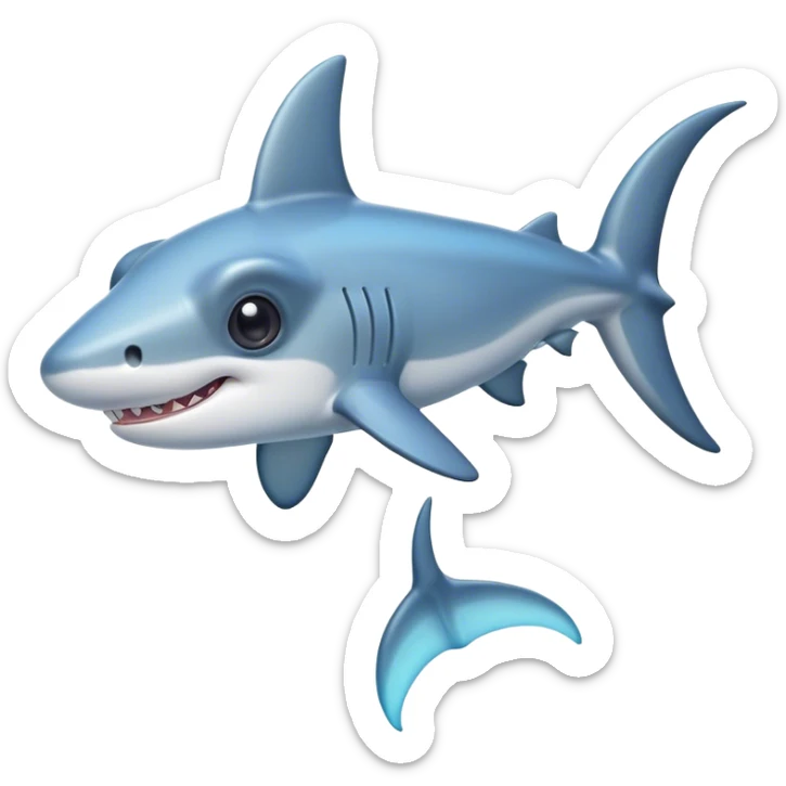 Cinematic Cute Hammerhead Shark Portrait Emoji, Head tilted playfully and inquisitively, with a charming, distinctive hammer-shaped head and wide, expressive eyes on either side, a sleek, smooth body accented by gentle fin curves, Simplified yet irresistibly adorable features, highly detailed, glowing with a soft, inviting ocean glow, high shine, affectionate and lively, stylized with a touch of whimsical marine charm, soft glowing outline, capturing the essence of a mischievous yet endearing hammerhead that seems as if it could swim out of the screen into your heart! sticker