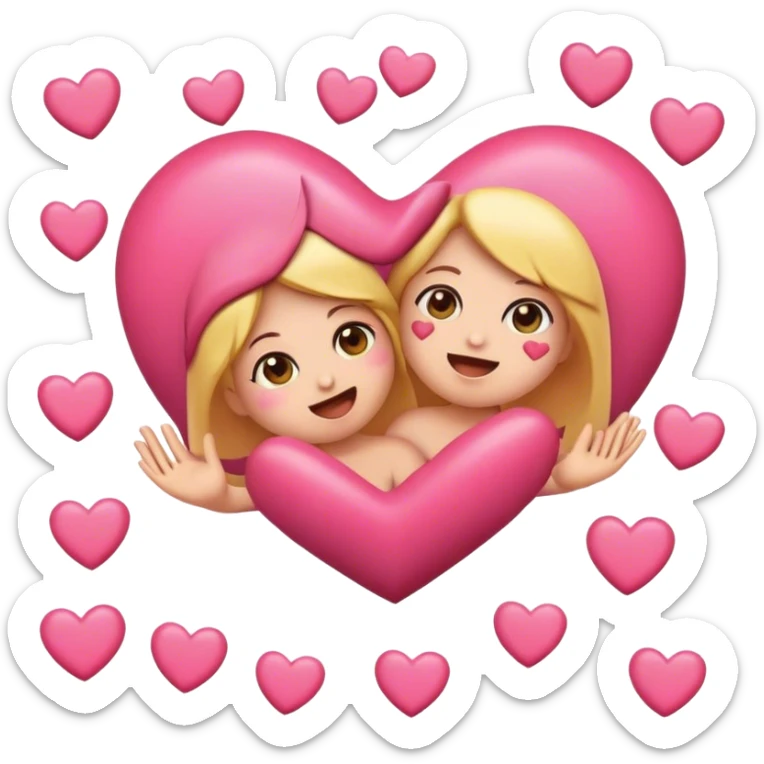 Emojis babeando corazones rosados  sticker