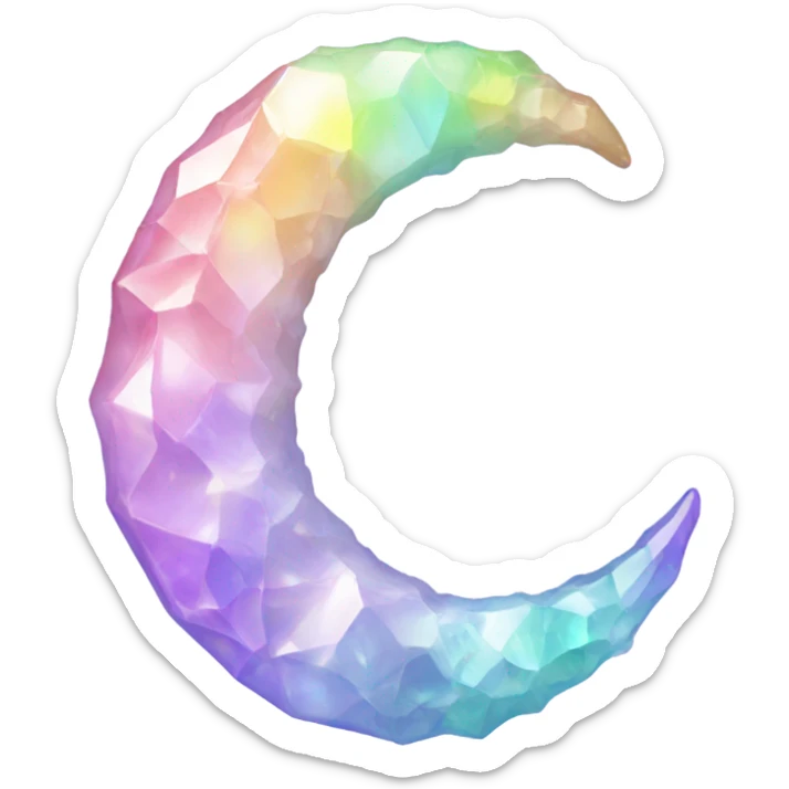 Pastel iridescent rainbow crystal crescent sticker