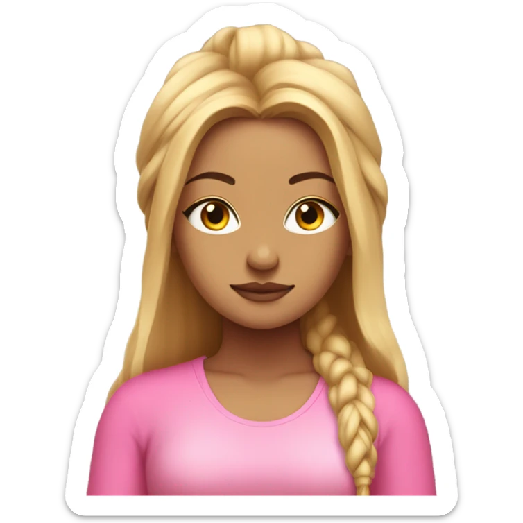 girl meditating with pink outfit and long dirty blonde hair and long eyelashes  sticker