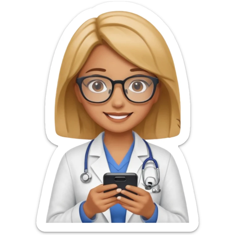 A cute veterinarian girl that watching a movie on her phone sticker