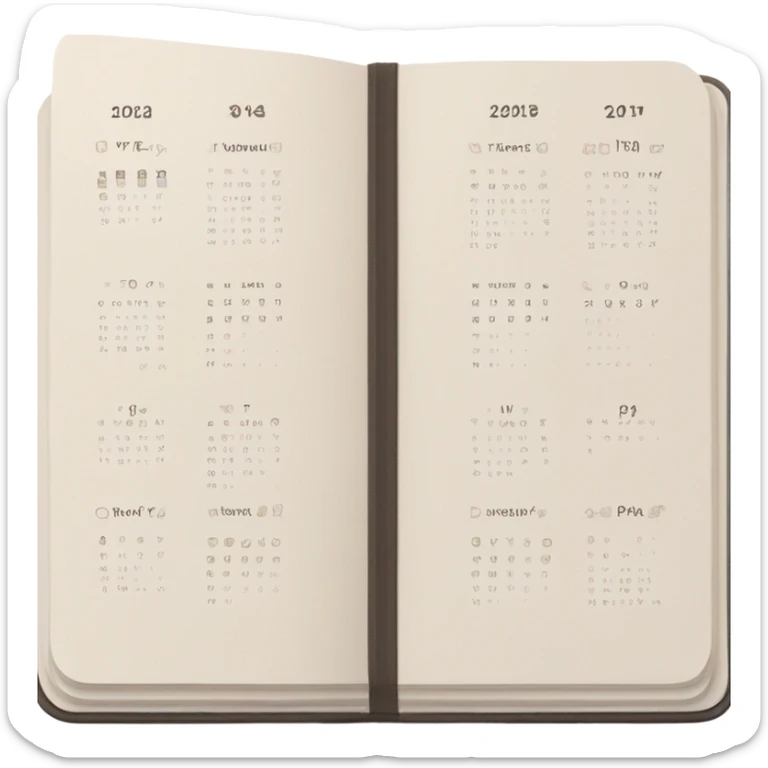 A neutral-toned planner open to a minimalist calendar layout, accented with tiny checkmarks. sticker