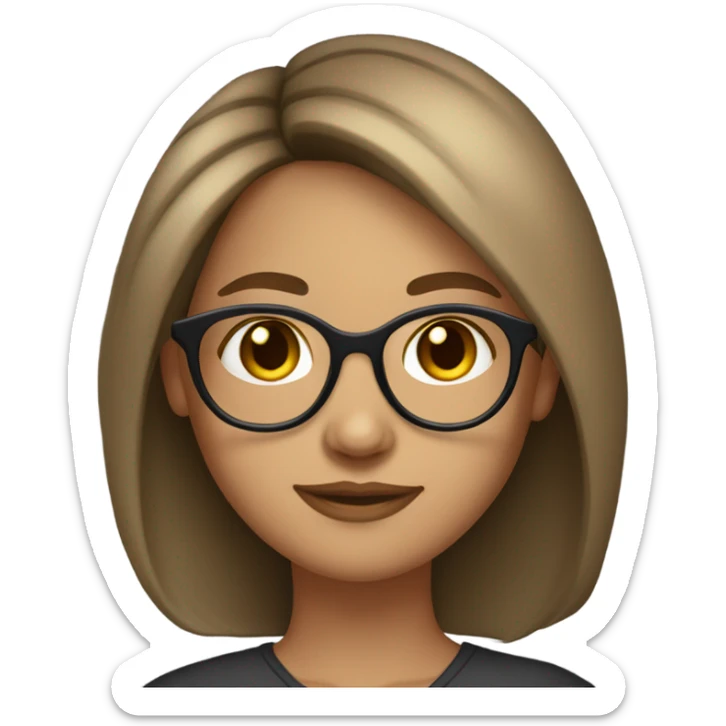 Girl with lashes and Longbob Brown Hair and dark blond highlights and she wears glasses sticker