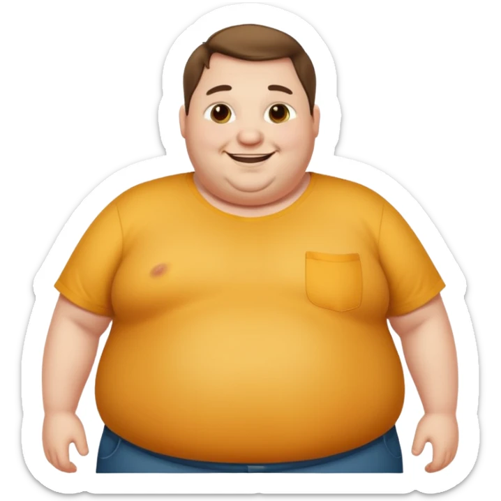 Hombre obeso mórbido con la barriga saliendo de la camisa sticker