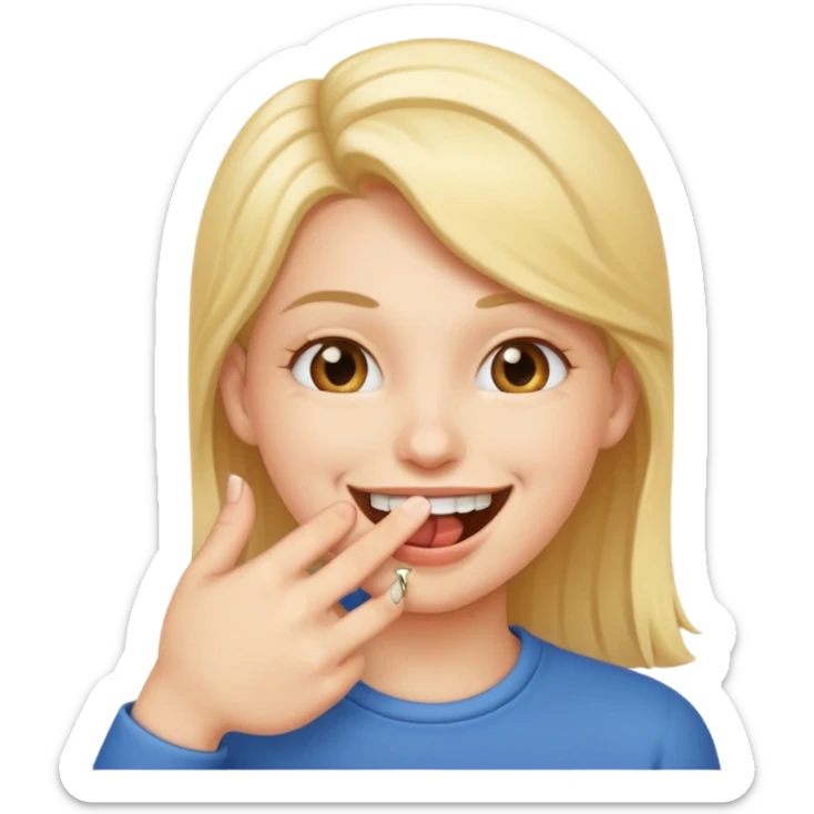 Un bonhomme qui mord son doigt en souriant sticker