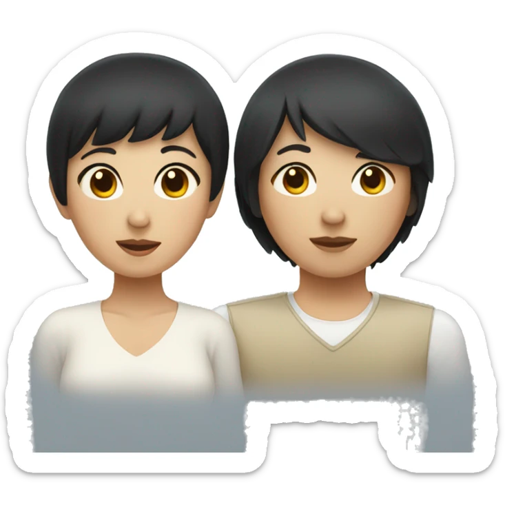 asian woman with black short hair and bangs with the love of their life sticker