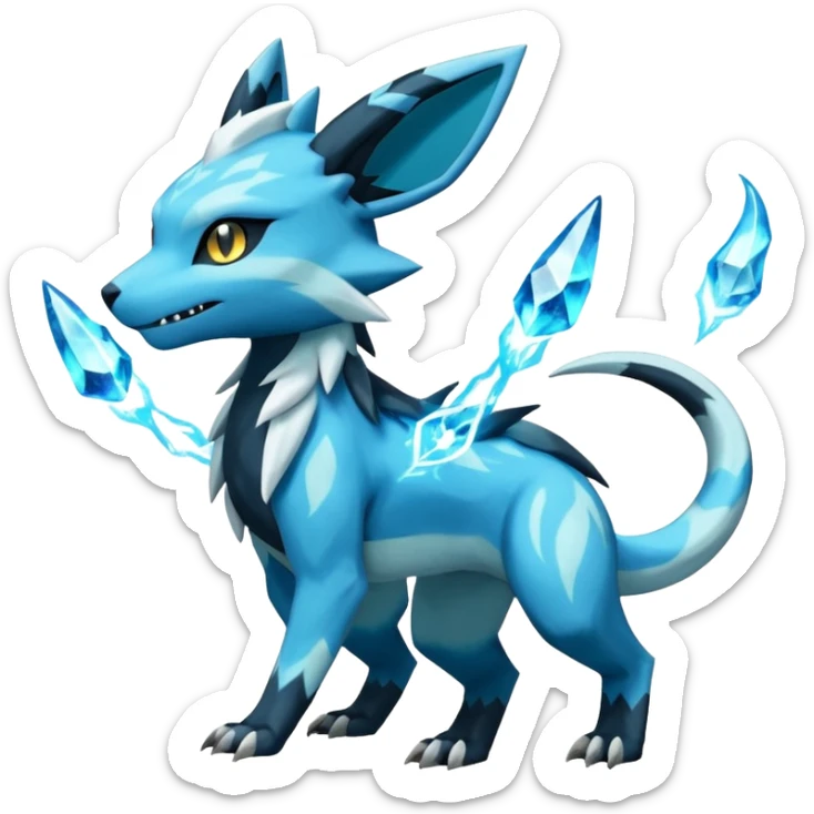 Glaceon-Salandit-Electrike-Zeraora-Fakémon-hybrid-creature (full body)  sticker