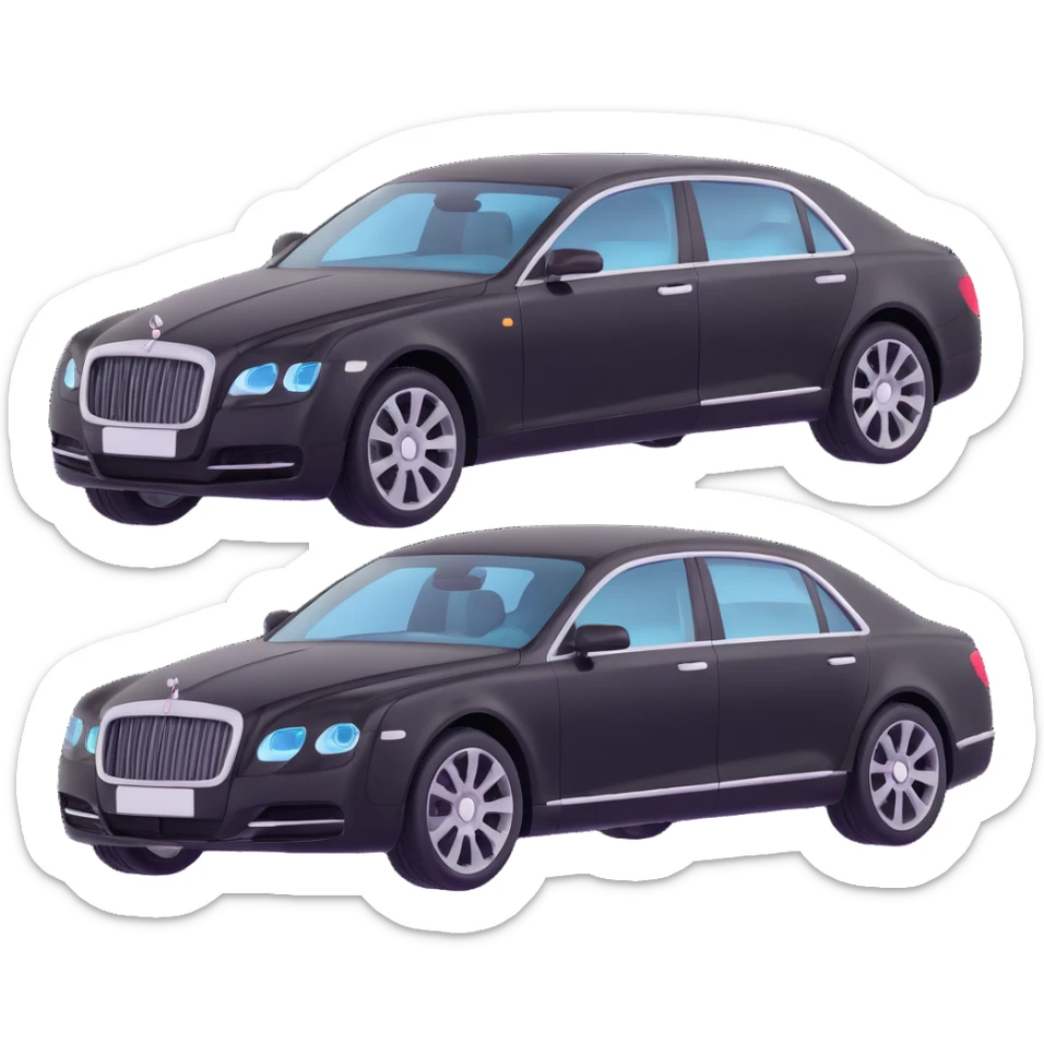 Add a transparent film next to the black luxury car, clearly separated and visible, as if ready to be applied, keep the elegant 3D style sticker