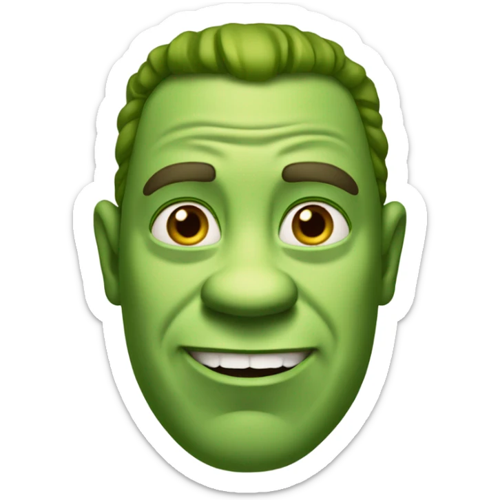 close-up portrait of a man, looks like shrek  sticker