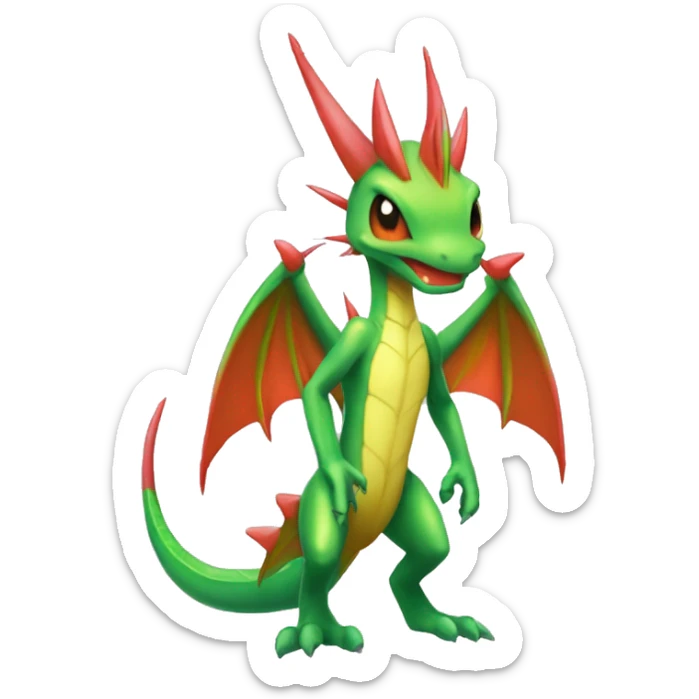 Full body sharp edgy shiny punk colorful Fairy-Flygon-Scyther-grovyle sticker