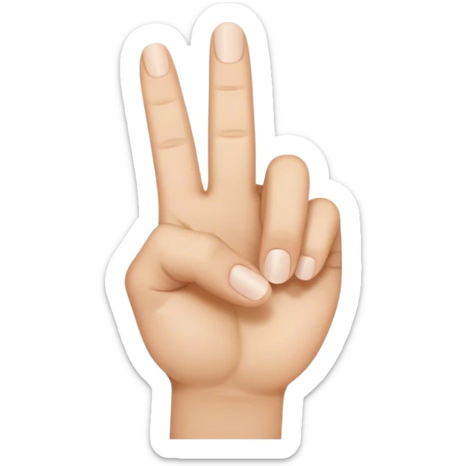 An L hand sign with the tip of the thumb touching the tip of the nose sticker