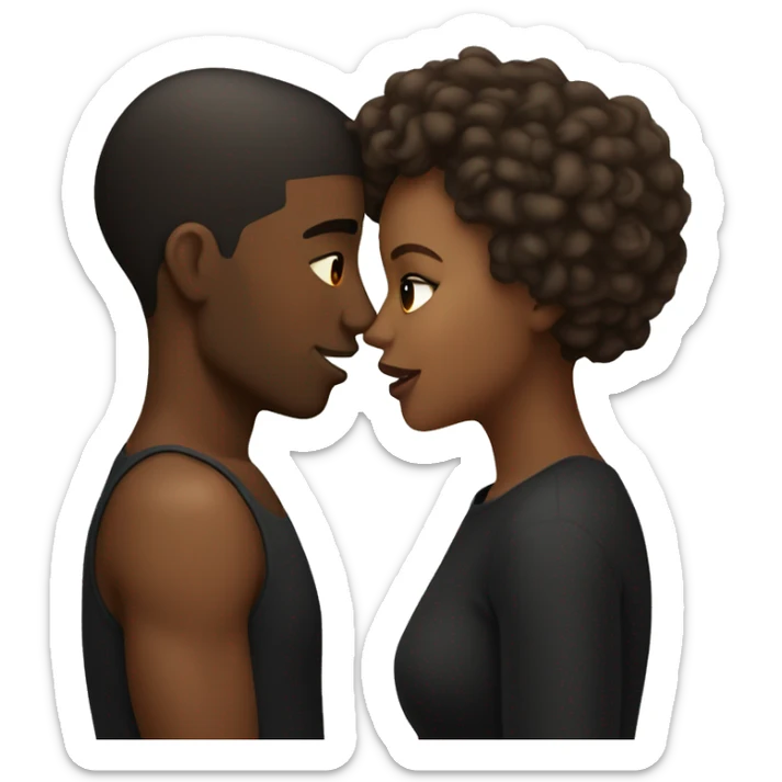 Two Aries kissing light skin black man and medium tone black woman with both having horns sticker