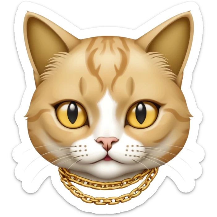 female cat named Cleo, cool and aloof, Run DMC hip-hop vibes, wearing gold chains sticker