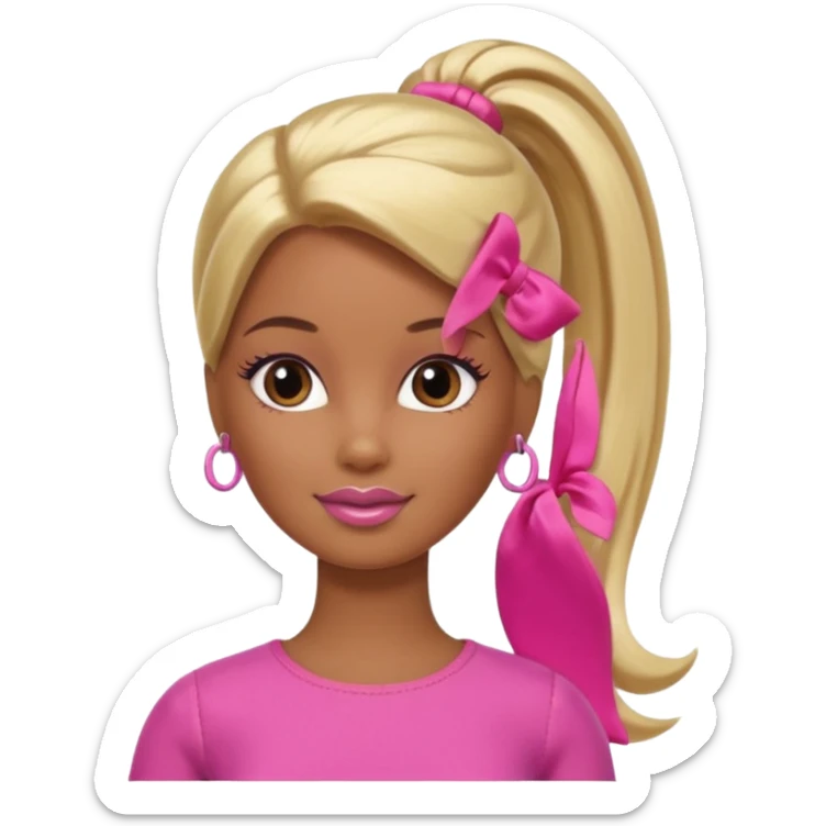 Brown skin blonde hair Barbie with hair in ponytail  sticker