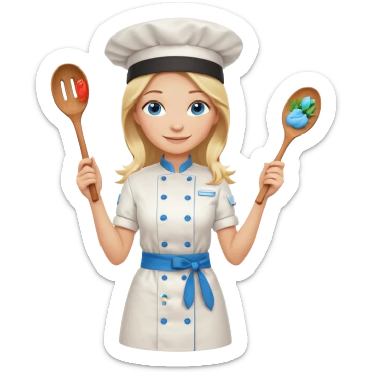 Full body 
Sexy Long Blonde hair blue eyed female chef arms folded sticker