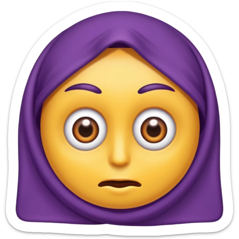 Hazme un emoji de una toalla morada con ojos de Cari con ojos de caricatura con boca sticker