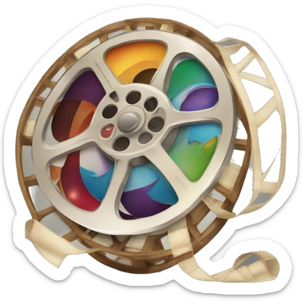 Create an emoji of a Film Reel that captures the essence of cinema. It should be vibrant, visually appealing, 
and embody the spirit of filmmaking. Include details that make it recognizable 
and engaging for movie lovers.
 sticker