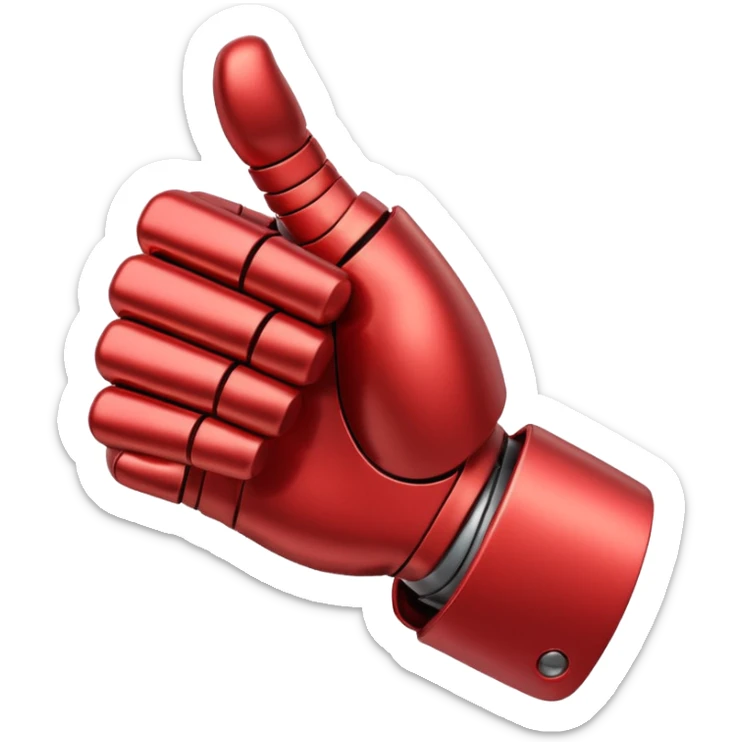 robot hand closed fist but the thumb is up and make the color of the robot  in the shade red sticker