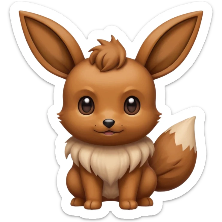 Eevee de Pokémon con expresión de vergüenza, cubriéndose la cara con la pata, estilo emoji divertido sticker