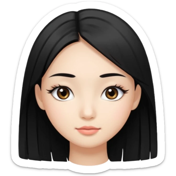 Pretty beautiful cute wasian girl black straight her nice eyelashes  sticker